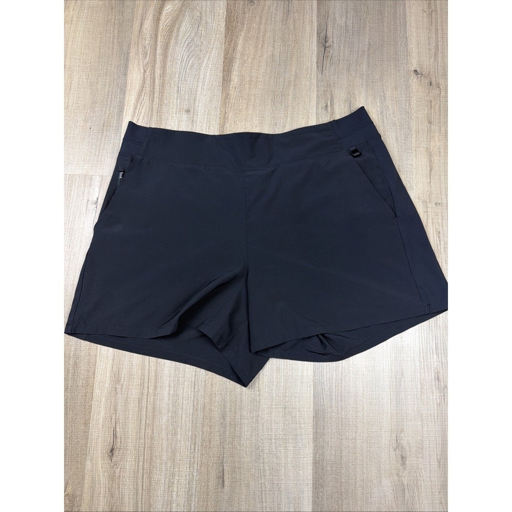 Athleta Women's Black Athletic Shorts Size 16 Stretch Zip Pocket Activewear